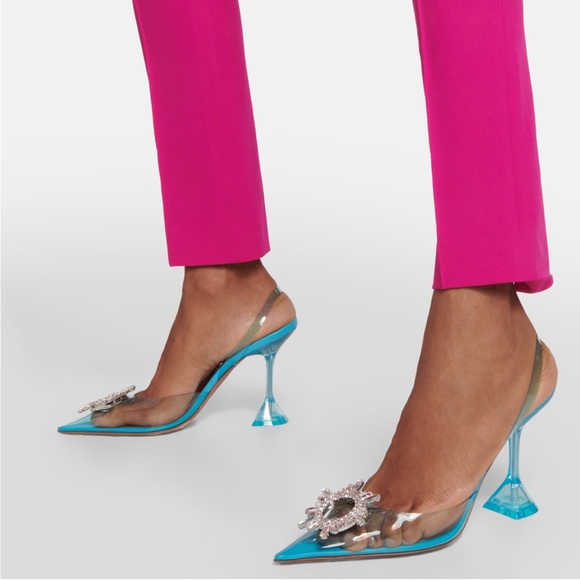 Amina Muaddi Begum Glass Point Toe Slingback Pump - Picture 6 of 12